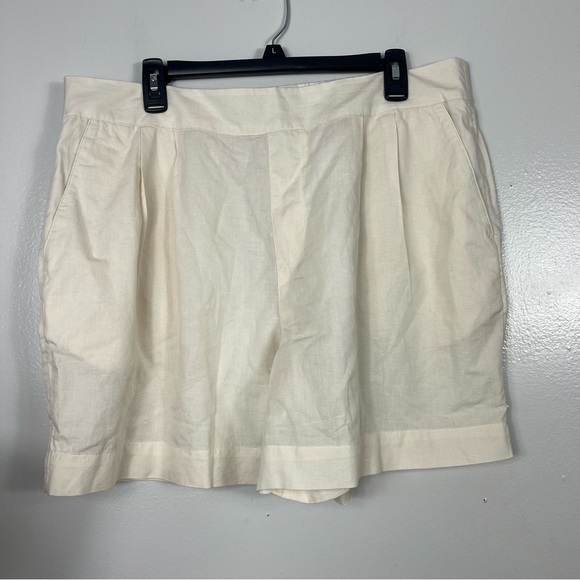 Pact Canopy Organic Cotton Linen Blend High-Waisted Shorts Bone XL 16/18/20 - Picture 2 of 12